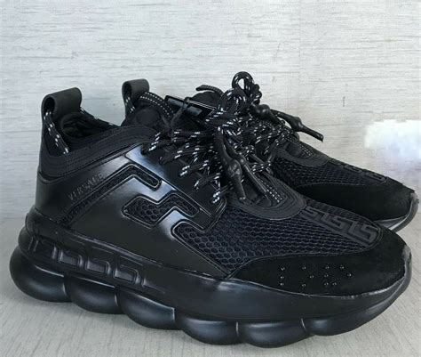 versace black chain reaction sneakers